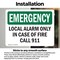 Signmission Local Alarm Only In Case Of Fire Call 911 Emergency Sign, Vinyl Decal, 5in W x 3.5in L, 2PK OS-2PACK-EM-D-35-L-10398 - alternate 3